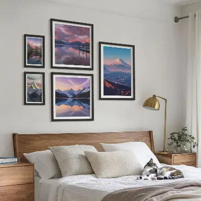 5-Piece Wall Art Set with picturesque mountain peaks