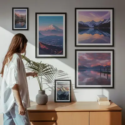 5-Piece Wall Art Set with picturesque mountain peaks