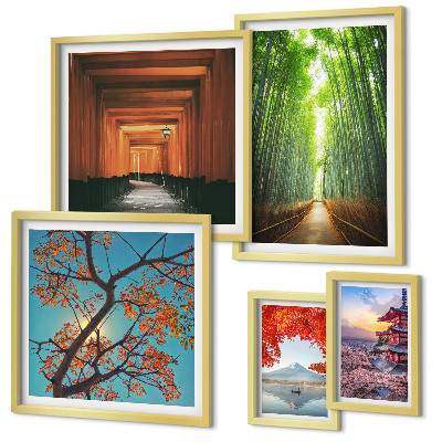 Framed photo set Landscapes of Japan bamboo flowers