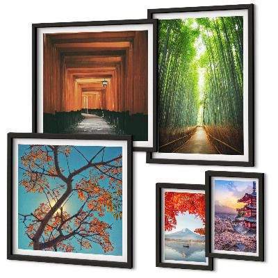 Framed photo set Landscapes of Japan bamboo flowers