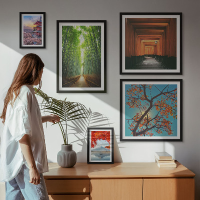 Framed photo set Landscapes of Japan bamboo flowers