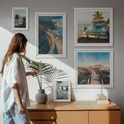 Set of 5 wall art pieces Landscapes travel cars nature