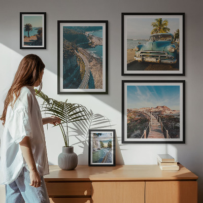Set of 5 wall art pieces Landscapes travel cars nature