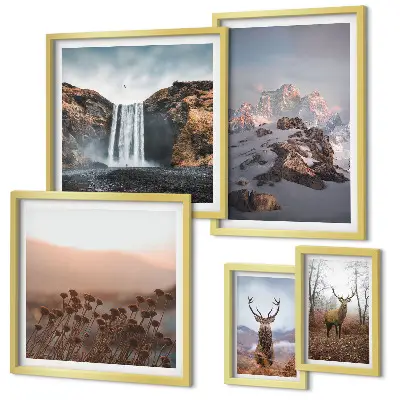 Gallery wall mountain landscapes with wild animals