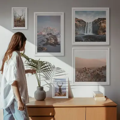 Gallery wall mountain landscapes with wild animals