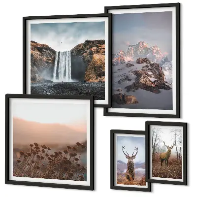 Gallery wall mountain landscapes with wild animals