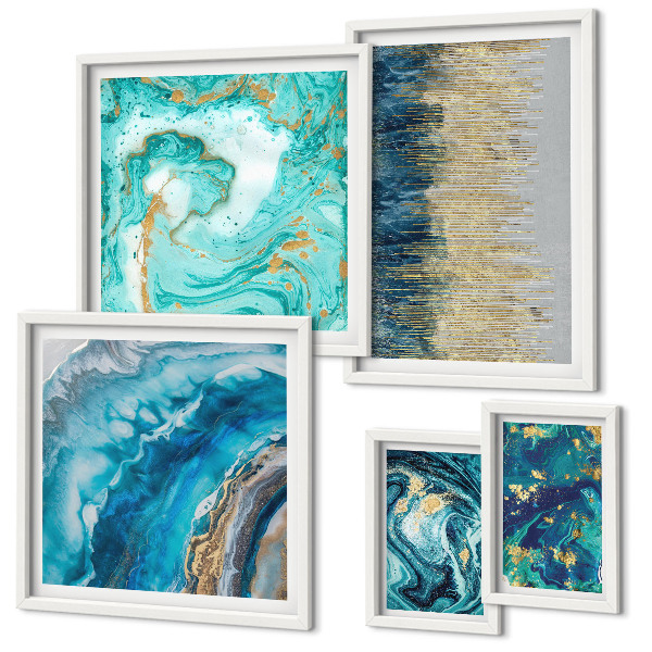 Framed photo set Abstract blue compositions