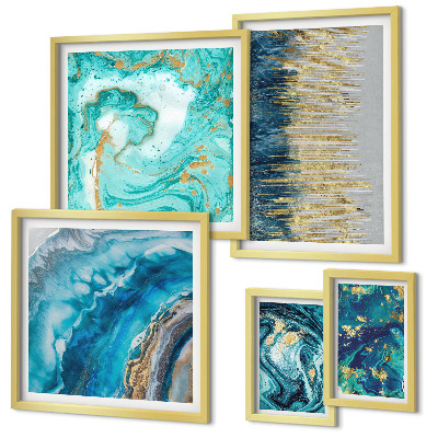 Framed photo set Abstract blue compositions