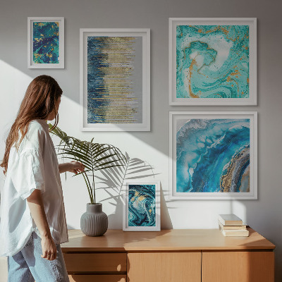 Framed photo set Abstract blue compositions