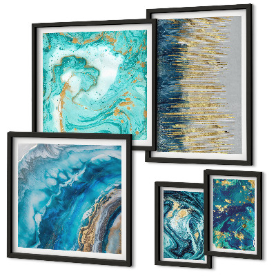 Framed photo set Abstract blue compositions