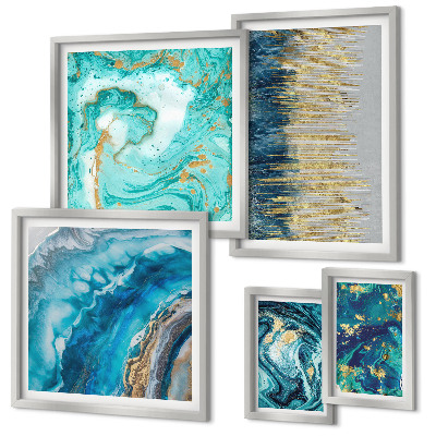 Framed photo set Abstract blue compositions