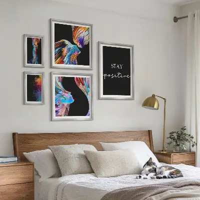 Gallery wall colorful positive abstract art prints