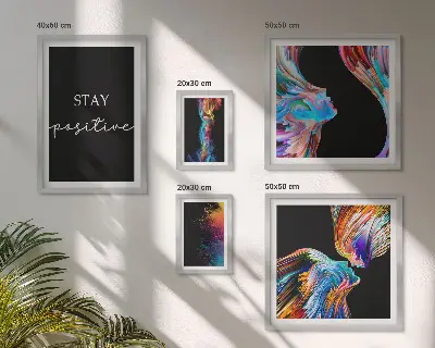 Gallery wall colorful positive abstract art prints