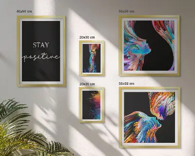 Gallery wall colorful positive abstract art prints