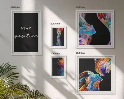 Gallery wall colorful positive abstract art prints