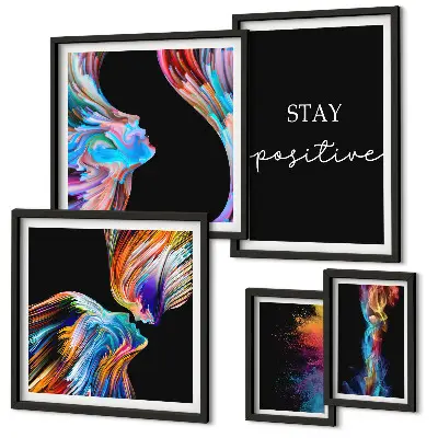 Gallery wall colorful positive abstract art prints