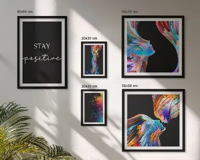 Gallery wall colorful positive abstract art prints