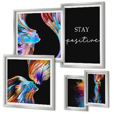 Gallery wall colorful positive abstract art prints