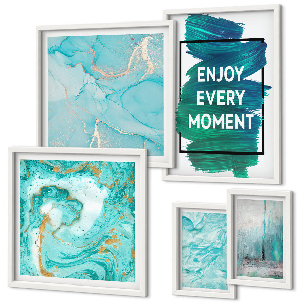 Framed photo set Abstract compositions with inscriptions