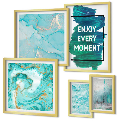 Framed photo set Abstract compositions with inscriptions