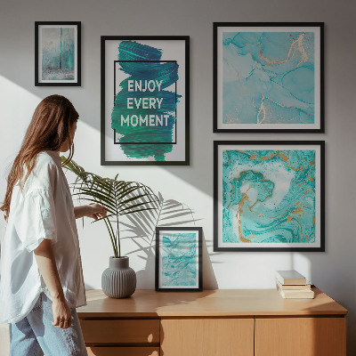 Framed photo set Abstract compositions with inscriptions