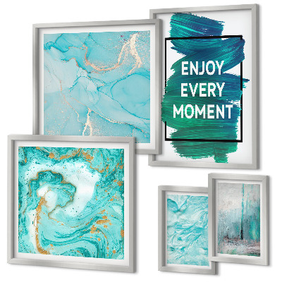 Framed photo set Abstract compositions with inscriptions