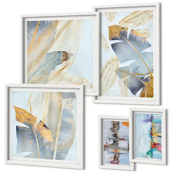 Modern plant motif wall art set set of 5 pieces