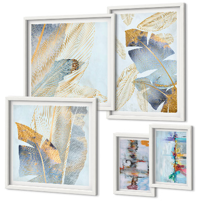 Set of 5 wall art pieces Modern plant motifs