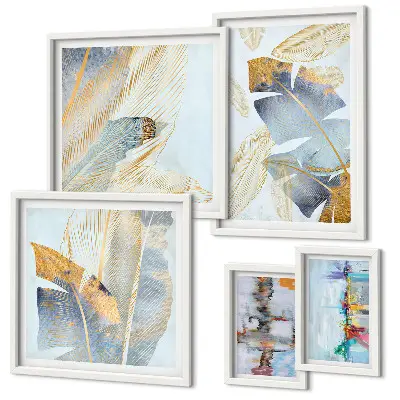 Modern plant motif wall art set set of 5 pieces