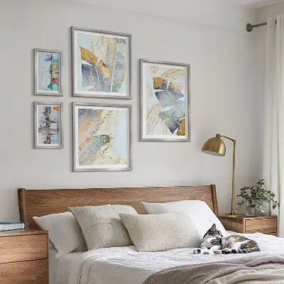 Modern plant motif wall art set set of 5 pieces