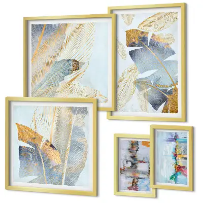 Modern plant motif wall art set set of 5 pieces