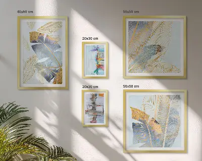 Modern plant motif wall art set set of 5 pieces