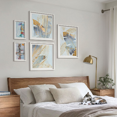Set of 5 wall art pieces Modern plant motifs