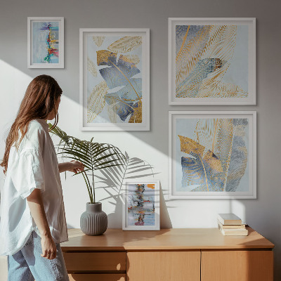 Set of 5 wall art pieces Modern plant motifs