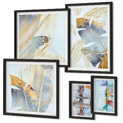 Modern plant motif wall art set set of 5 pieces