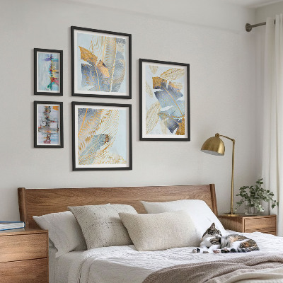 Set of 5 wall art pieces Modern plant motifs