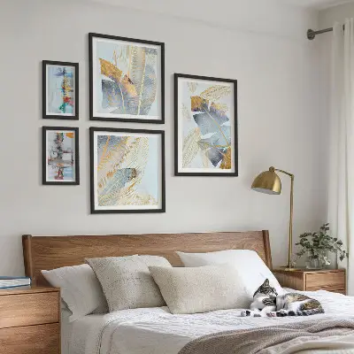 Modern plant motif wall art set set of 5 pieces