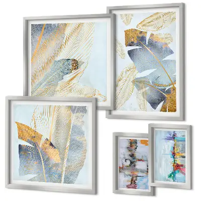 Modern plant motif wall art set set of 5 pieces