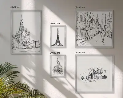 Architectural illustration gallery wall stylish art prints