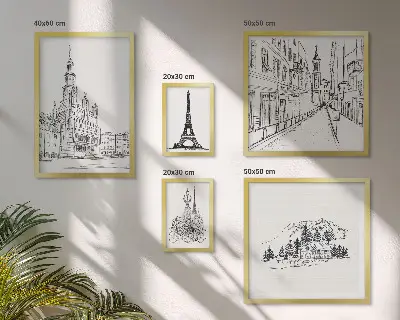 Architectural illustration gallery wall stylish art prints