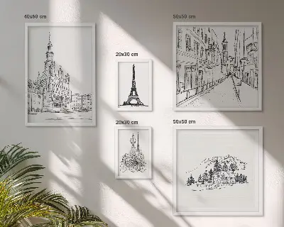 Architectural illustration gallery wall stylish art prints