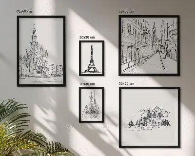 Architectural illustration gallery wall stylish art prints