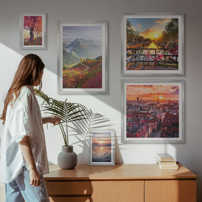 Framed photo set Mountain urban nature views