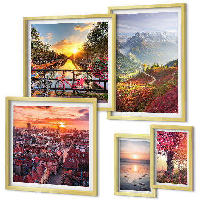 Framed photo set Mountain urban nature views