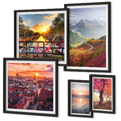 Framed photo set Mountain urban nature views
