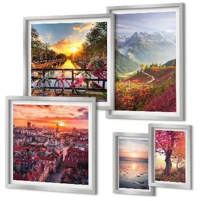 Framed photo set Mountain urban nature views