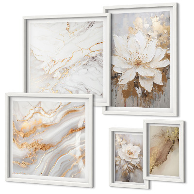 Set of 5 wall art pieces Elegant floral compositions