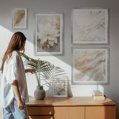 Set of 5 wall art pieces Elegant floral compositions