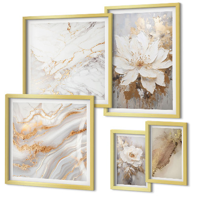 Set of 5 wall art pieces Elegant floral compositions