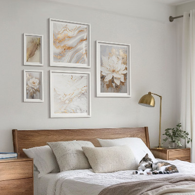Set of 5 wall art pieces Elegant floral compositions